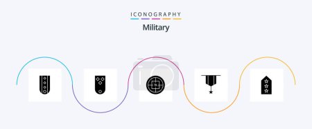 Illustration for Military Glyph 5 Icon Pack Including insignia. badge. rank. target. military - Royalty Free Image
