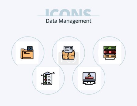 Téléchargez les illustrations : Data Management Line Filled Icon Pack 5 Icon Design. . line . preferences . job . check - en licence libre de droit