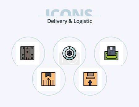 Téléchargez les illustrations : Delivery And Logistic Line Filled Icon Pack 5 Icon Design. shipping services. delivery. shapes. logistic. delivery - en licence libre de droit