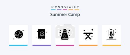 Illustration for Summer Camp Glyph 5 Icon Pack Including . camping. summer. lantern. table. Creative Icons Design - Royalty Free Image