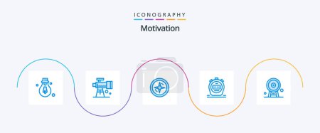Illustration for Motivation Blue 5 Icon Pack Including landmark. england. compass. architecture. watch - Royalty Free Image
