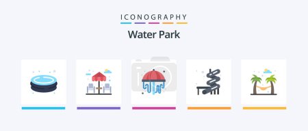 Ilustración de Water Park Flat 5 Icon Pack Including . garden. park. park. park. Creative Icons Design - Imagen libre de derechos