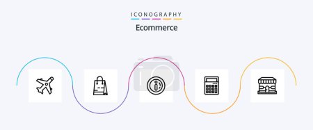 Illustration for Ecommerce Line 5 Icon Pack Including shop. office. ecommerce. math. calculator - Royalty Free Image