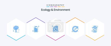 Téléchargez les illustrations : Ecology And Environment 25 Blue icon pack including recycle. recycling. conventional. energy. natural - en licence libre de droit