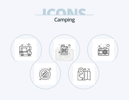 Ilustración de Camping Line Icon Pack 5 Icon Design. . para cord. watch. knot. sweet - Imagen libre de derechos
