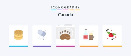 Téléchargez les illustrations : Canada Flat 5 Icon Pack Including food. canada. education. cup. bottle. Creative Icons Design - en licence libre de droit