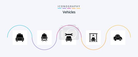 Téléchargez les illustrations : Vehicles Glyph 5 Icon Pack Including . vehicle. car. car. service - en licence libre de droit