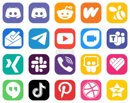 Illustration for All in One Social Media Icon Set 20 icons such as xing. microsoft team. inbox. google duo and youtube icons. Gradient Icon Pack - Royalty Free Image