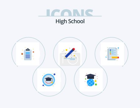 Illustration for High School Flat Icon Pack 5 Icon Design. . study. education. notes. school supplies - Royalty Free Image