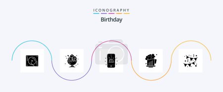 Illustration for Birthday Glyph 5 Icon Pack Including decoration. celebration. sweet. birthday. alcohol - Royalty Free Image