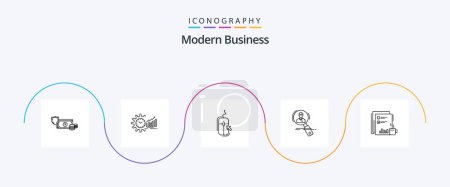 Téléchargez les illustrations : Modern Business Line 5 Icon Pack Including online. click. analytics. mouse. time - en licence libre de droit
