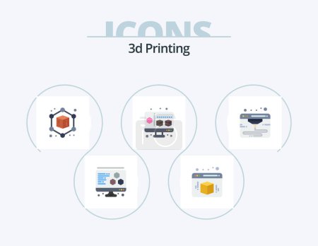 Ilustración de 3d Printing Flat Icon Pack 5 Icon Design. . webd. cube. internet. gadget - Imagen libre de derechos