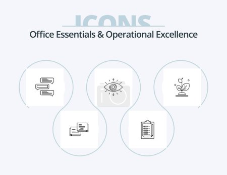 Illustration for Office Essentials And Operational Exellence Line Icon Pack 5 Icon Design. eye. gammer. folder. user. - Royalty Free Image