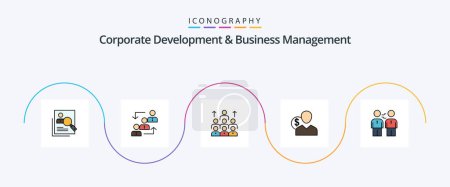 Illustration for Corporate Development And Business Management Line Filled Flat 5 Icon Pack Including human. workforce. career. work. promotion - Royalty Free Image