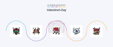 Illustration for Valentines Day Line Filled Flat 5 Icon Pack Including love. love. woman. fall. romance - Royalty Free Image