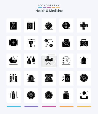 Ilustración de Creative Health & Medicine 25 Glyph Solid Black icon pack  Such As health. disease. form. medicine. form - Imagen libre de derechos