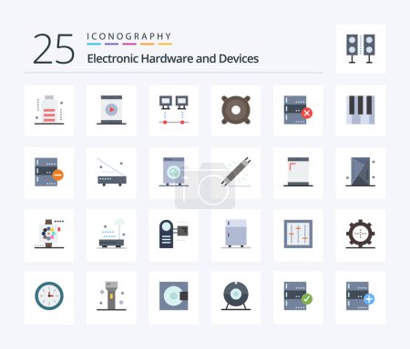 Ilustración de Devices 25 Flat Color icon pack including data. speaker. computers. music. pc - Imagen libre de derechos