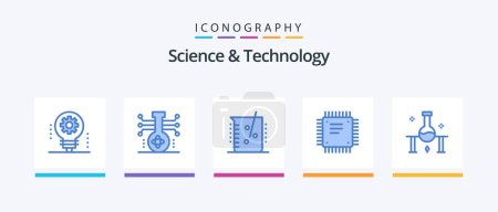Illustration for Science And Technology Blue 5 Icon Pack Including cpu. chip. science. laboratory. chemical industry. Creative Icons Design - Royalty Free Image