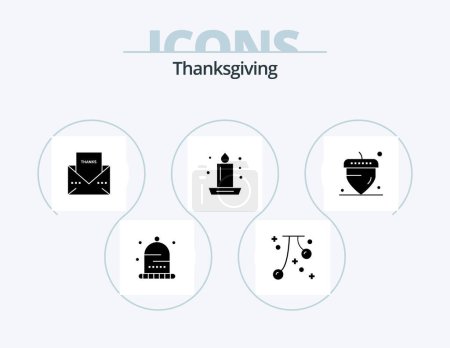 Illustration for Thanks Giving Glyph Icon Pack 5 Icon Design. light. candlelight. festival. candle. thanks - Royalty Free Image