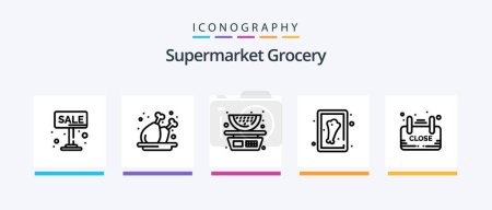 Illustration for Grocery Line 5 Icon Pack Including board. fish. chicken. pak. grapefruit. Creative Icons Design - Royalty Free Image