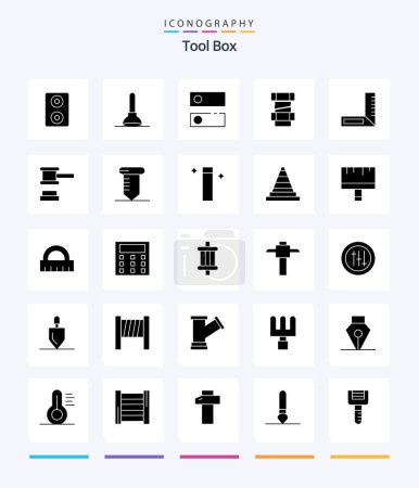 Téléchargez les illustrations : Creative Tools 25 Glyph Solid Black icon pack  Such As tools. repair. carpenter. tools. hammer - en licence libre de droit
