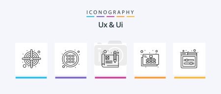 Téléchargez les illustrations : Ux And Ui Line 5 Icon Pack Including hyperlink. goal. code. darts. search. Creative Icons Design - en licence libre de droit