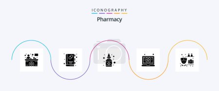 Illustration for Pharmacy Glyph 5 Icon Pack Including medicine. pharmacy. bottle. medical. digital - Royalty Free Image