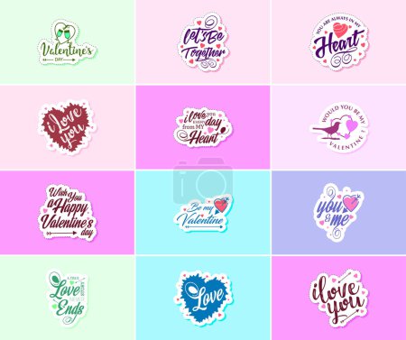 Téléchargez les illustrations : Valentine's Day: A Time for Romance and Creative Graphics Stickers - en licence libre de droit