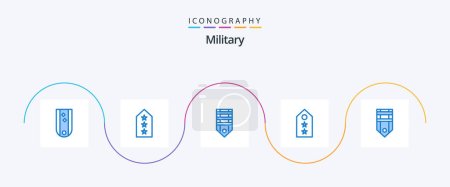 Illustration for Military Blue 5 Icon Pack Including star. military. tag. tag. rank - Royalty Free Image