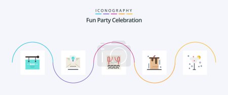 Illustration for Party Flat 5 Icon Pack Including wedding. dessert. party. cake. theater - Royalty Free Image