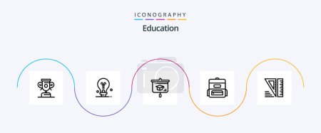 Illustration for Education Line 5 Icon Pack Including . tools. presentation. geometrical. schoolbag - Royalty Free Image