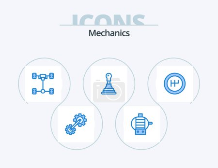 Illustration for Mechanics Blue Icon Pack 5 Icon Design. . . chassis. mechanics. gearbox - Royalty Free Image