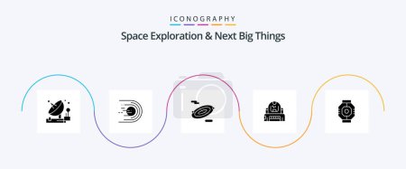 Ilustración de Space Exploration And Next Big Things Glyph 5 Icon Pack Including protection. explorer. light. cosmonaut. space - Imagen libre de derechos