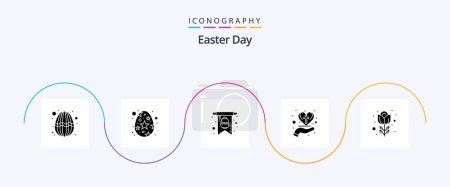 Téléchargez les illustrations : Easter Glyph 5 Icon Pack Including flower. cross. card. christian. care heart - en licence libre de droit
