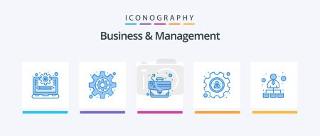 Illustration for Business And Management Blue 5 Icon Pack Including network. hierarchical structure. strategy. hierarchical network. profile. Creative Icons Design - Royalty Free Image