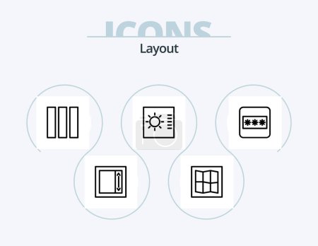 Illustration for Layout Line Icon Pack 5 Icon Design. . web. movie. page. web design - Royalty Free Image