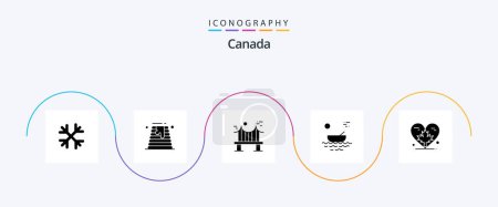 Ilustración de Canada Glyph 5 Icon Pack Including transport. kayak. across. canoes. road - Imagen libre de derechos