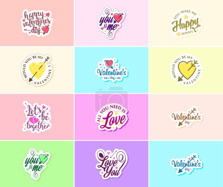 Illustration for Flowers and Love: Valentine's Day Graphics Stickers - Royalty Free Image