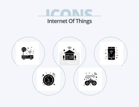 Illustration for Internet Of Things Glyph Icon Pack 5 Icon Design. mobile. iot. device. internet of things. house - Royalty Free Image