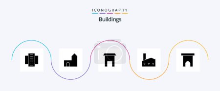 Ilustración de Buildings Glyph 5 Icon Pack Including industry. factory chimney. fortress. factory. marketplace - Imagen libre de derechos