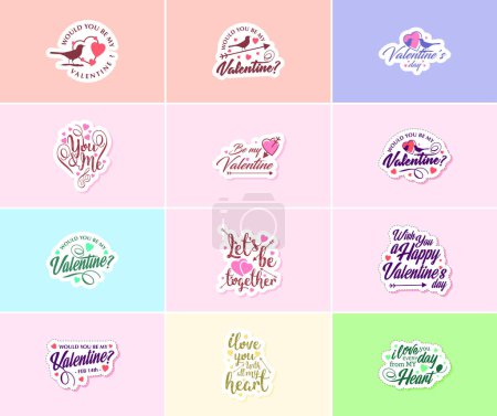 Illustration for Valentine's Day: A Time for Romance and Passion Stickers - Royalty Free Image