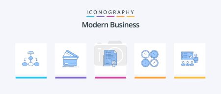 Illustration for Modern Business Blue 5 Icon Pack Including legal document. business. business. certificate. money. Creative Icons Design - Royalty Free Image
