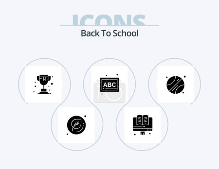 Ilustración de Back To School Glyph Icon Pack 5 Icon Design. . sports. trophy. school. school - Imagen libre de derechos