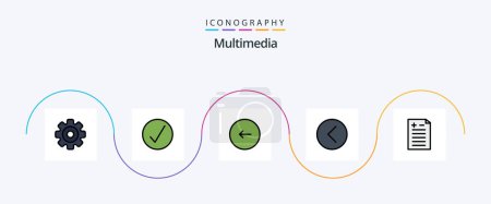 Illustration for Multimedia Line Filled Flat 5 Icon Pack Including p. media p. back. media. stop - Royalty Free Image
