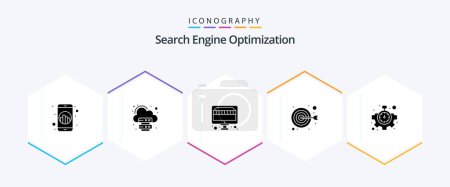 Illustration for Seo 25 Glyph icon pack including seo. optimization. online. focus. goal - Royalty Free Image