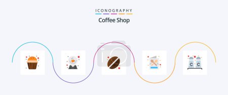 Illustration for Coffee Shop Flat 5 Icon Pack Including cinnamon. menu. map. drink. coffee - Royalty Free Image