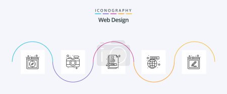 Téléchargez les illustrations : Web Design Line 5 Icon Pack Including tools. web page. page. web. connection - en licence libre de droit