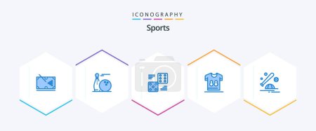Illustration for Sports 25 Blue icon pack including shirts. football. play. five. game - Royalty Free Image