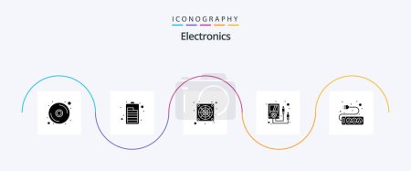 Illustration for Electronics Glyph 5 Icon Pack Including . socket. fan. hardware. multi meter - Royalty Free Image