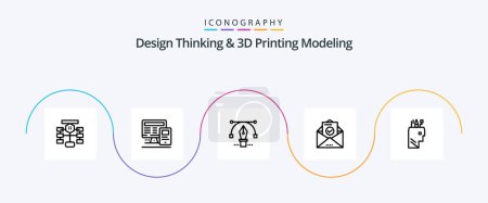 Ilustración de Design Thinking And D Printing Modeling Line 5 Icon Pack Including education . envelope. calculatre. email. education - Imagen libre de derechos